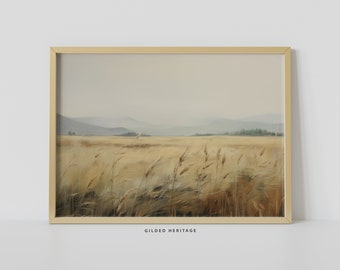 Vintage Hay Field Landscape Print | Vintage Hay Field Art | Meadows Prints | Vintage Landscape Art | Digital Art | INSTANT DOWNLOAD
