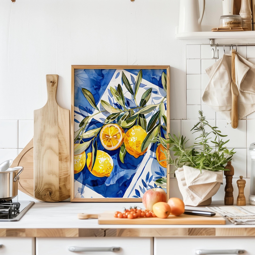 Lemon Art Print, Fruit and Botanical Watercolor Painting for Kitchen ...