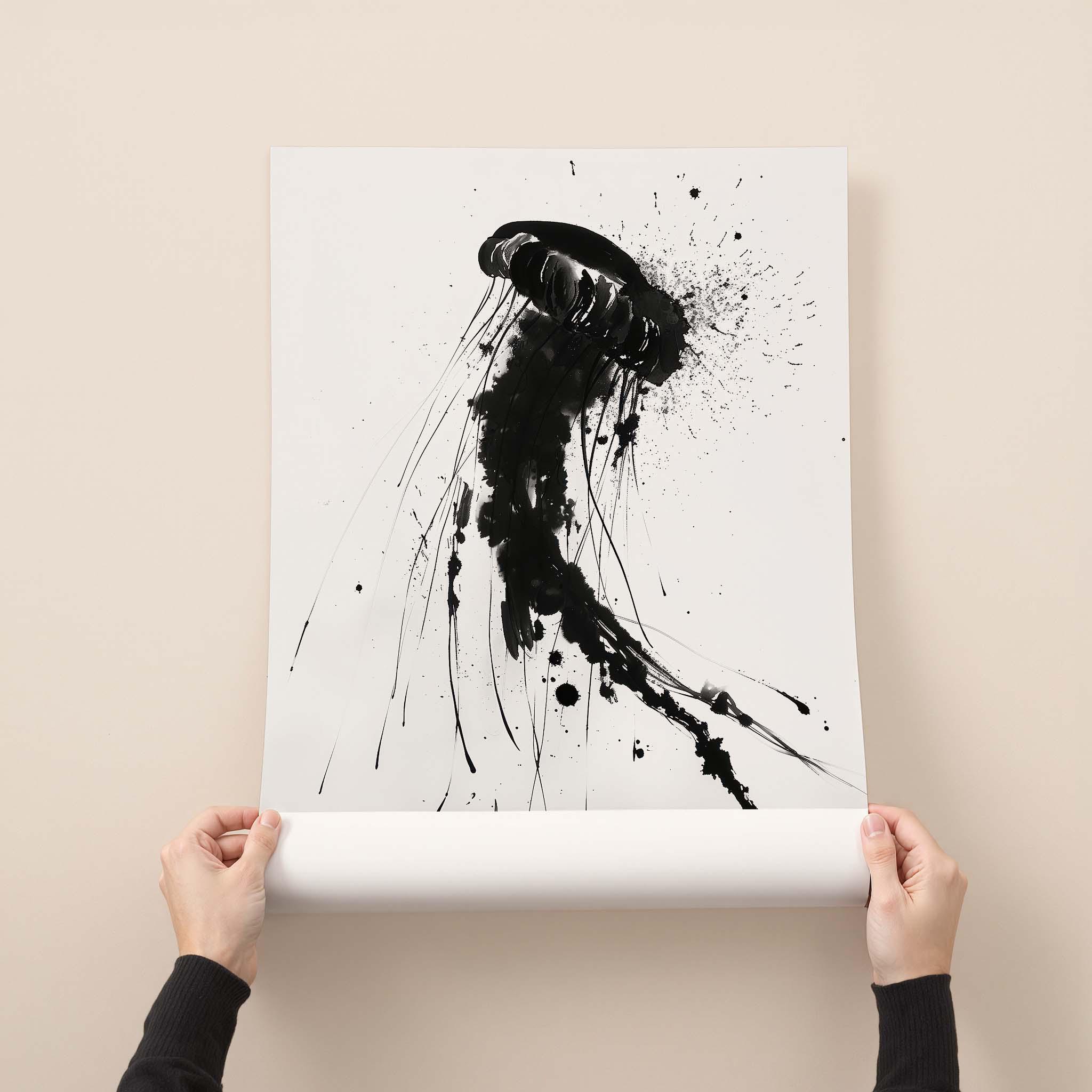 日本のクラゲ水墨画：エレガントな壁飾り - Etsy 日本