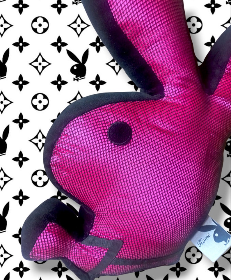 Vintage Playboy Bunny Shaped Pillow Hot Pink Leopard Cheeta Y2k