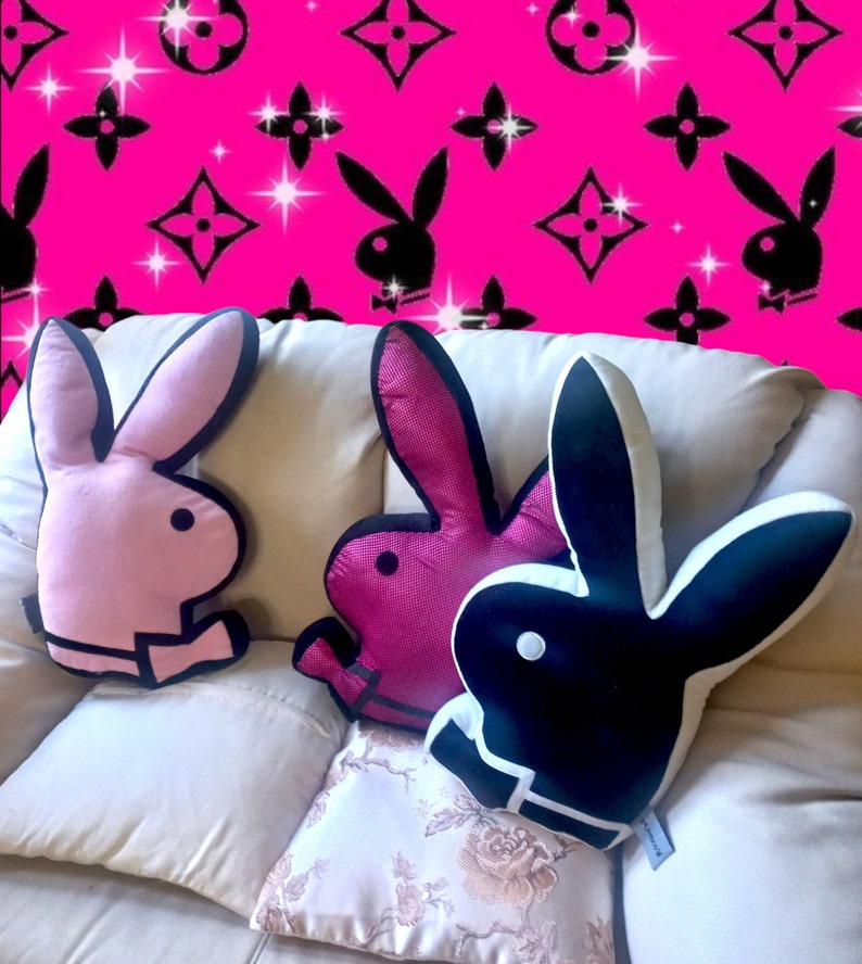 Vintage Playboy Bunny Shaped Pillow Hot Pink Leopard Cheeta Y2k