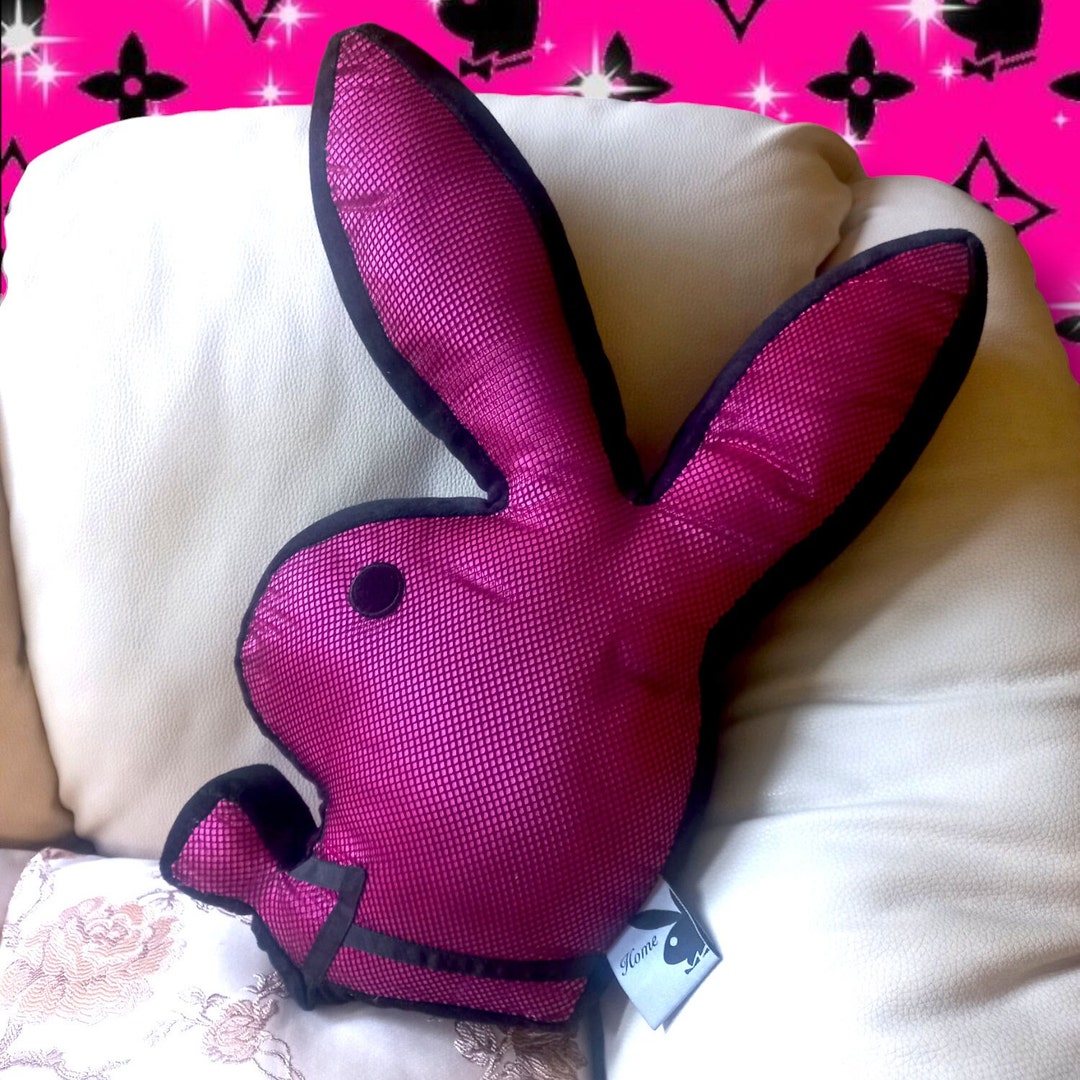 Vintage Playboy Bunny Shaped Pillow Hot Pink Leopard Cheeta Y2k