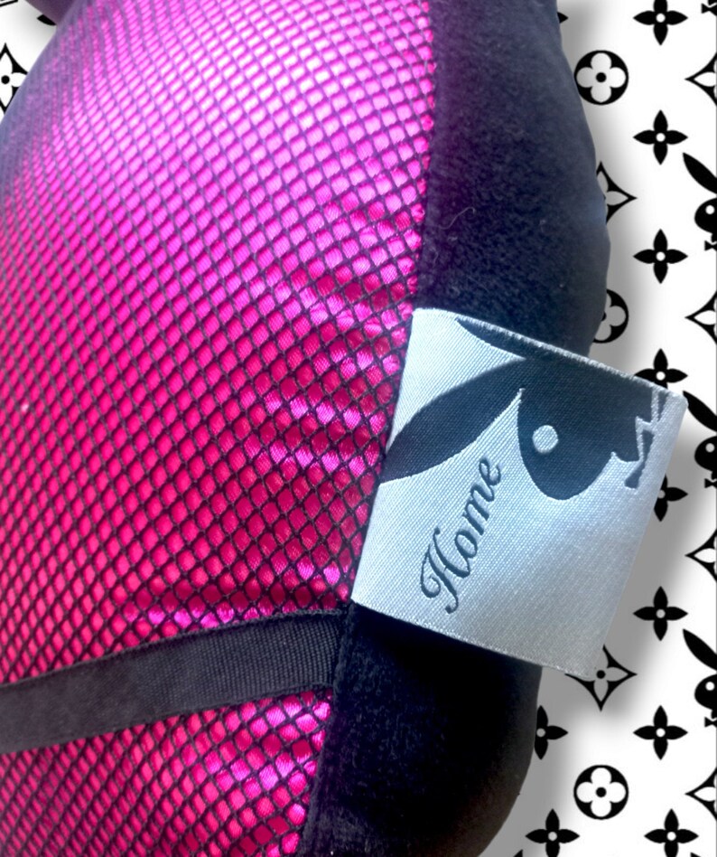 Vintage Playboy Bunny Shaped Pillow Hot Pink Leopard Cheeta Y2k