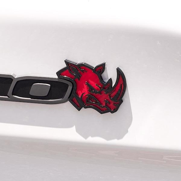 Rhino Rear Logo badge | Two-Color Rhino Emblem | Fits RAM 1500 RHO