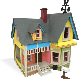 3D houten puzzel UP poppenhuiskit - eenvoudig te monteren - Carl en Ellie - prop - modelpoppenhuiskit voor gezin, school, hobby, kunst en ambacht