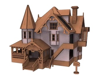Pink Dollhouse Model Kit - Easy to Assemble - Made with Baltic Birch | 3D Wooden Puzzle - DIY Craft Kit - Great Easter Gift
