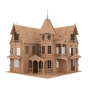 Fantasy Mansion Dollhouse Kit - 3D Wooden Puzzle Kit - Christmas & Birthday Gift - Children Pretend Play 1:24 Scale - Educational