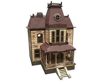 3D Wooden Puzzle Miniature Bates House Kit - DIY Tiny House Kit from Psycho Movie - Easy-to-Assemble 1/8” Baltic Birch Wood-Kit for Family