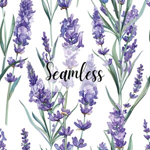 Purple Flower Seamless Pattern Commercial Use Lavender Repeating File Fabric Printing Sublimation Looping Graphic Website Design Wallpaper