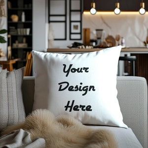 Throw Pillow Mockup PSD Smart Object Modern Throw Pillow Cushion Mock Up PSD Mockup Pillow Mockups Photoshop Throw Pillow Mockup Neutral