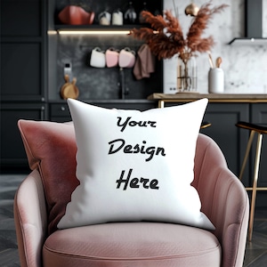 Pink Throw Pillow Mockup Smart Object PSD Mockup Video Tutorial Included Square Pillow Mock Up Couch Cushion Photoshop Mock Up Accent Pillow