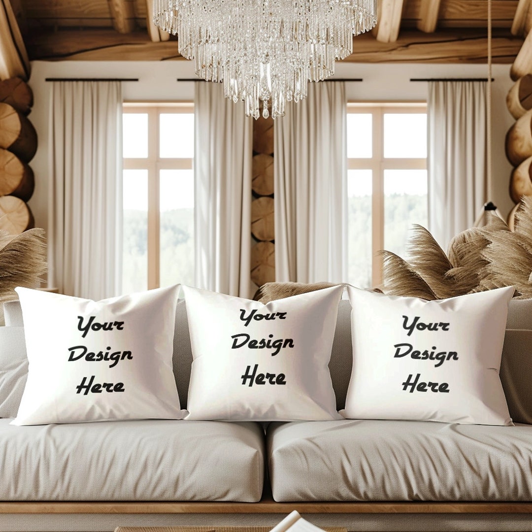 Throw Pillows Set of 3 Mockup Smart Object Couch Pillow Multiples ...