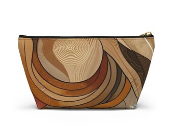 Brown Patterned Accessory Pouch w T-bottom