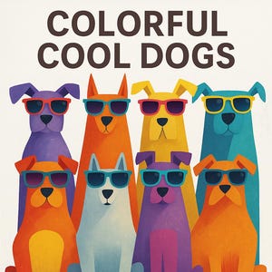 Colorful Dogs Art Print: Modern Nursery Decor (Digital Download)