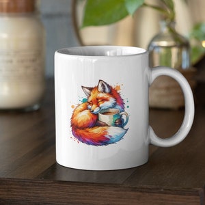 fox coffee cup - Cute Ceramic Fox Mug, Tea Cup, Gift for Her, Housewarming, Unique Animal Lover Coffee Mug