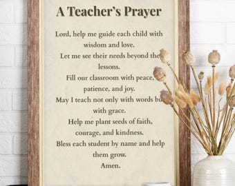 Teacher's Prayer Poster: Vintage Christian Classroom Wall Art
