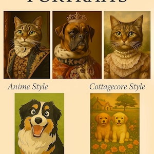 Custom Pet Portrait | Personalized Dog & Cat Illustration in Pixar, Anime, Royal, and Whimsical Styles | Digital Download