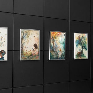 Digital Watercolor Prints Set of 5 - Dreamy Childlike Illustrations for Kids Room Decor & Perfect Children&#39;s Art Gift