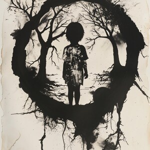 Impresiones artísticas de siluetas inspiradas en traumas: Decoración emocional en blanco y negro (Descarga digital) imagen 8
