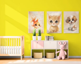 5 Print set - "Pet Parade" Nursery Art Prints - Nursery Wall Art - Wall Decor - Expectant Mom Gift