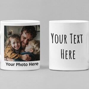 Personalized Photo Mug: Custom Text, 11oz Ceramic Gift