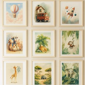 Safari Nursery Wall Art Set – Printable Jungle Animal Baby Room Decor | Safari Adventure Kids Wall Prints