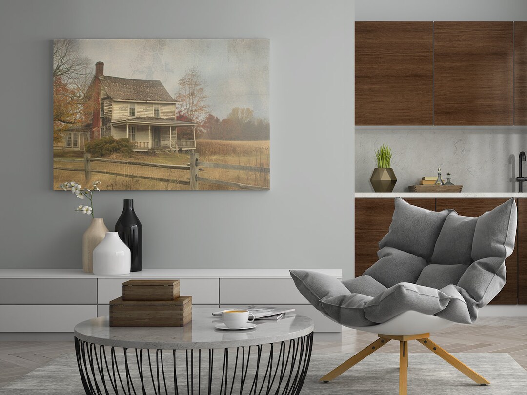 Printable Country Farmhouse Canvas Print, Serene Landscape Wall Art ...