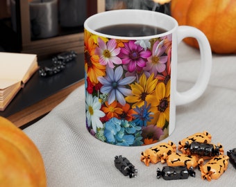 Botanical Bloom Coffee Cup - Vibrant Flower Design - Daily Use Mug - Thoughtful Gardener's Gift