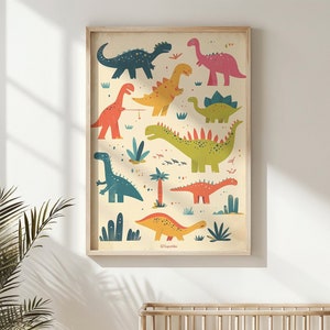 Dinosaur Nursery Wall Art ~ Kids Room Decor ~ Colorful Prehistoric Animal Posters ~ Printable Instant Digital Downloadable ~ Dinosaurs Print