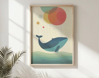 Whale Print for Nursery ~ Nursery Wall Art ~ Kids Ocean Animal Poster ~ Printable Instant Digital Download ~ Nautical Kids Posters Decor