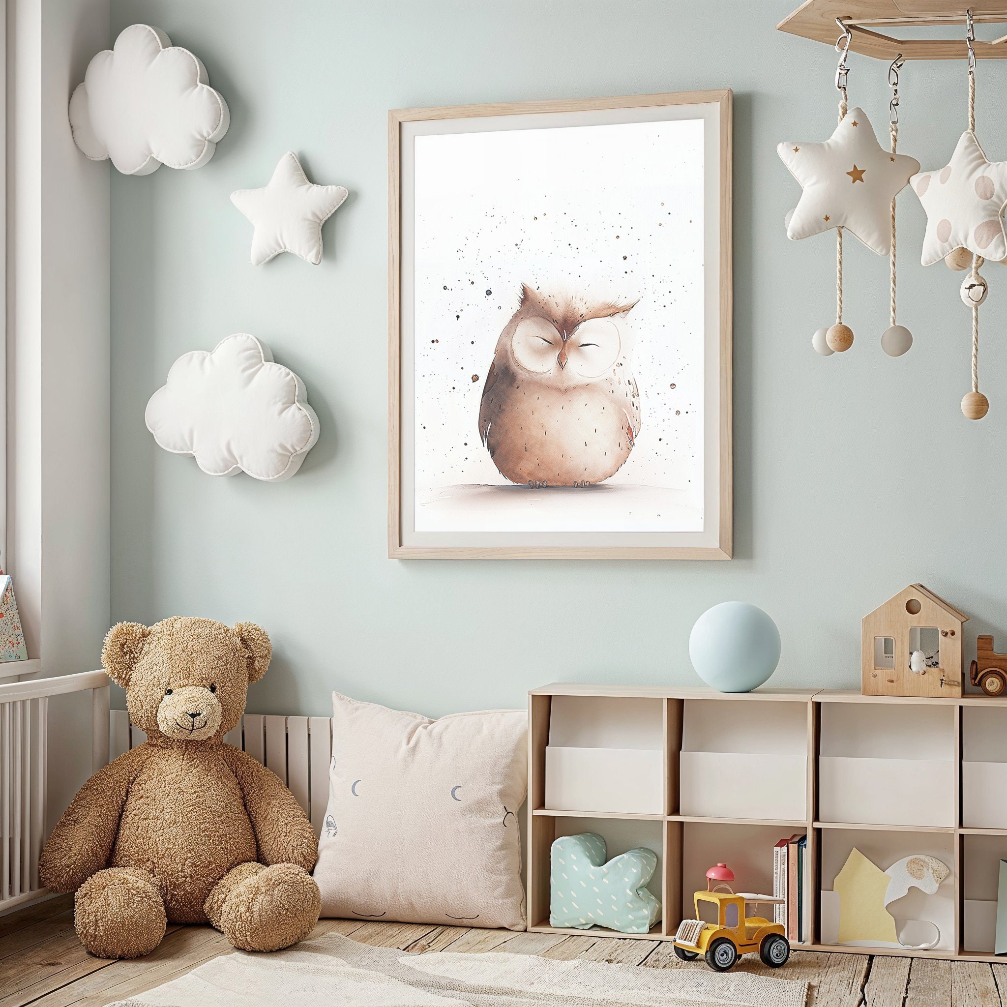 Owl Nursery Wall Art Print, Woodland Animal Kids Poster Printable ...