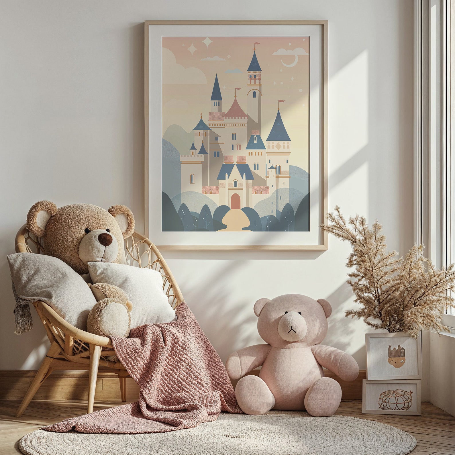 Fairytale Castle Nursery Wall Art, Princess Palace Kids Poster, Fantasy ...