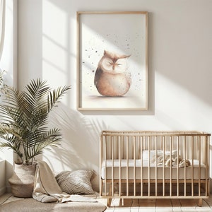 Stampa artistica da parete per la cameretta dei bambini, poster per bambini con animali del bosco, stampabile, opera d'arte in acquerello, decorazione per la cameretta dei bambini, regalo, colori neutri, illustrazione degli animali