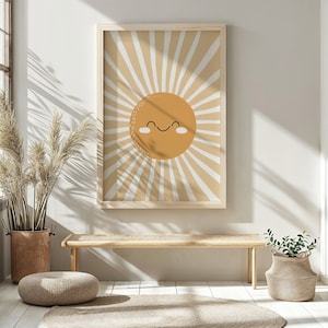 Lächelnde Sonne Druck, Kinderzimmer Wandkunst, Kinderzimmer Dekor, Kinderzimmer Dekor, wunderliche Sonnenschein Poster, Printable Instant Download, Gender Neutral Dekor, Baby Geschenk
