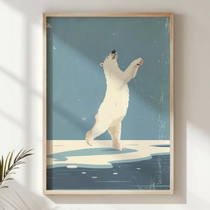 Stampa dell'orso polare, arte della parete della scuola materna, arredamento della camera dei bambini, poster di animali artici, arte della parete stampabile regalo per bambini arredamento della camera da letto per bambini Download immediato