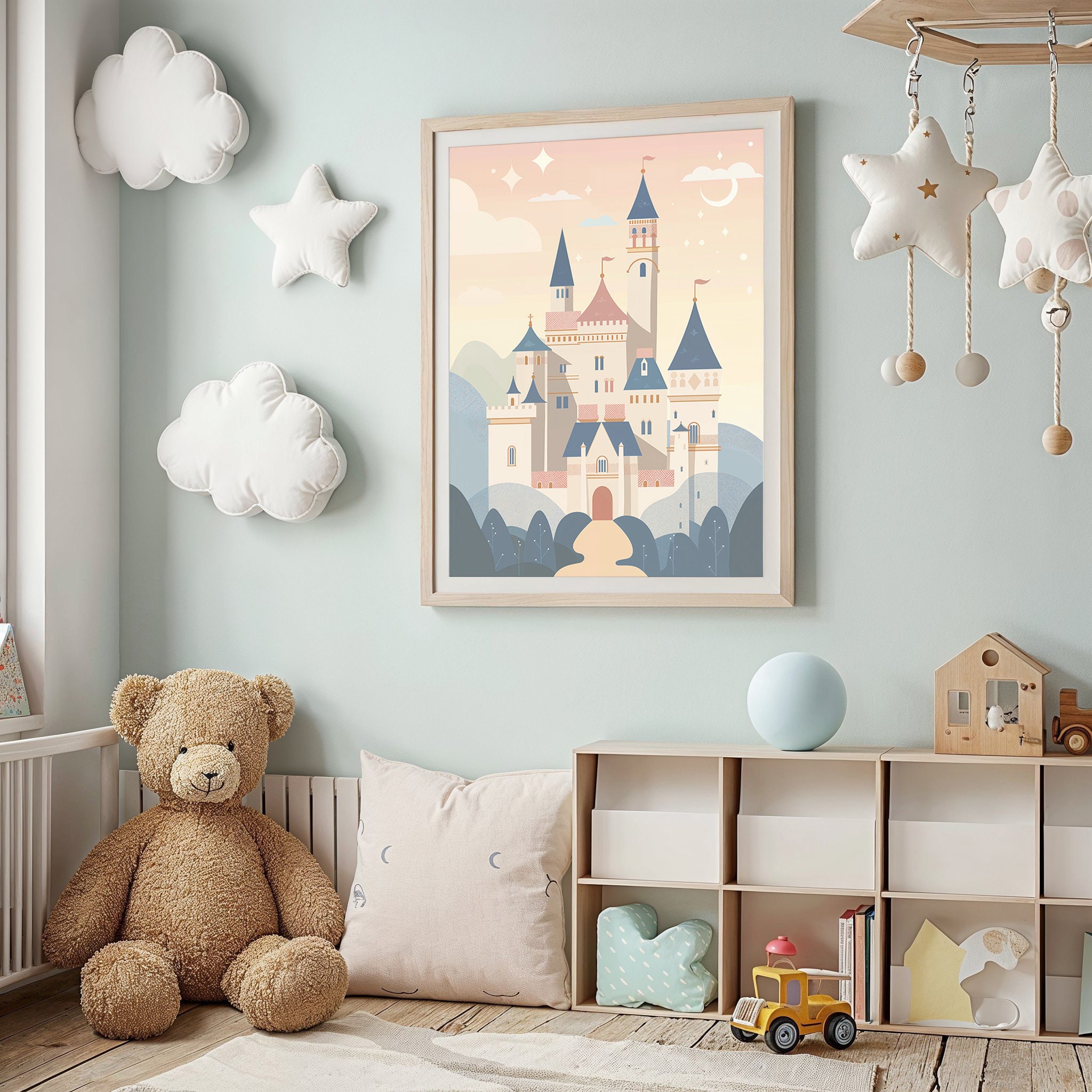 Fairytale Castle Nursery Wall Art, Princess Palace Kids Poster, Fantasy ...
