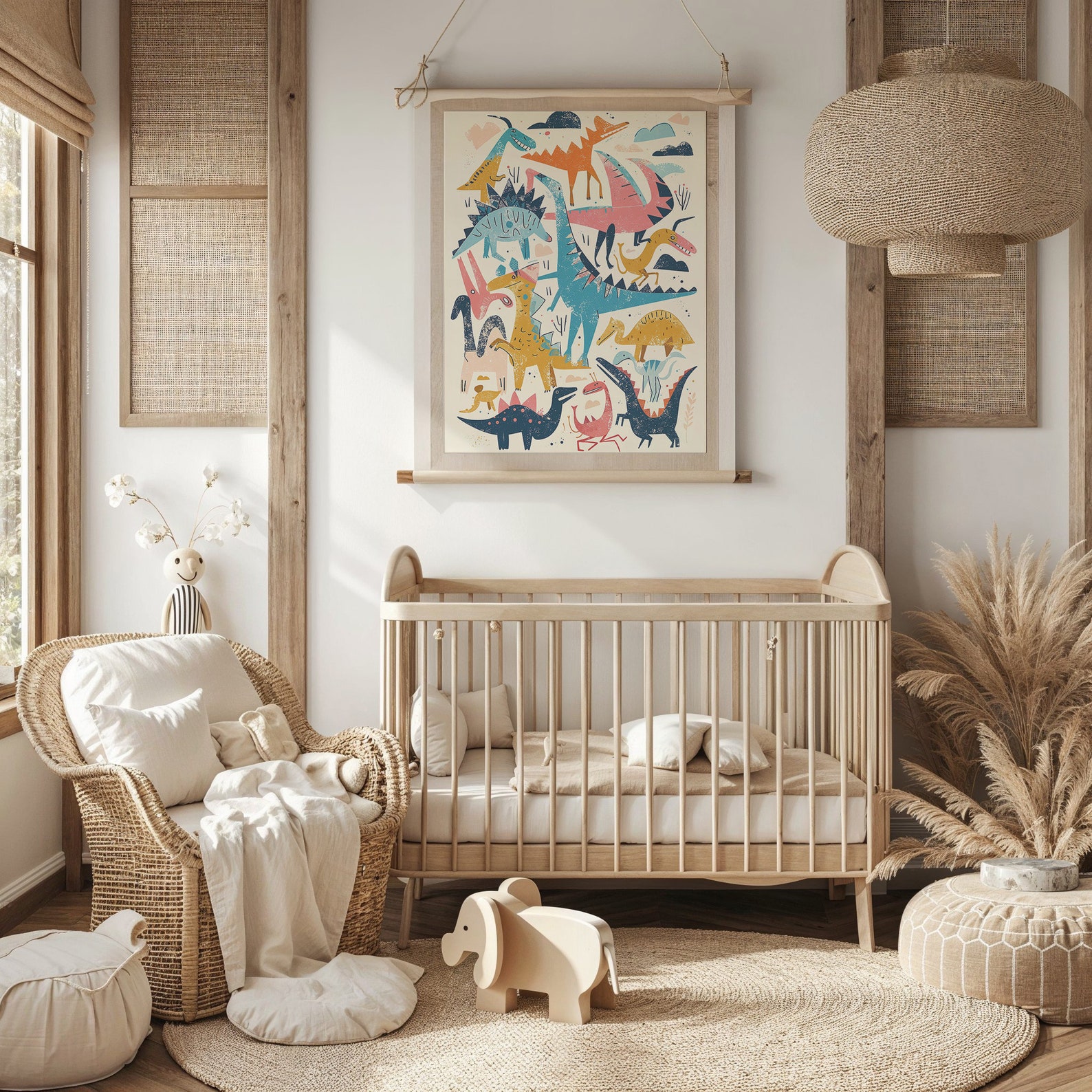 Dinosaur Nursery Wall Art ~ Kids Room Decor ~ Playful Dinosaurs Poster ...
