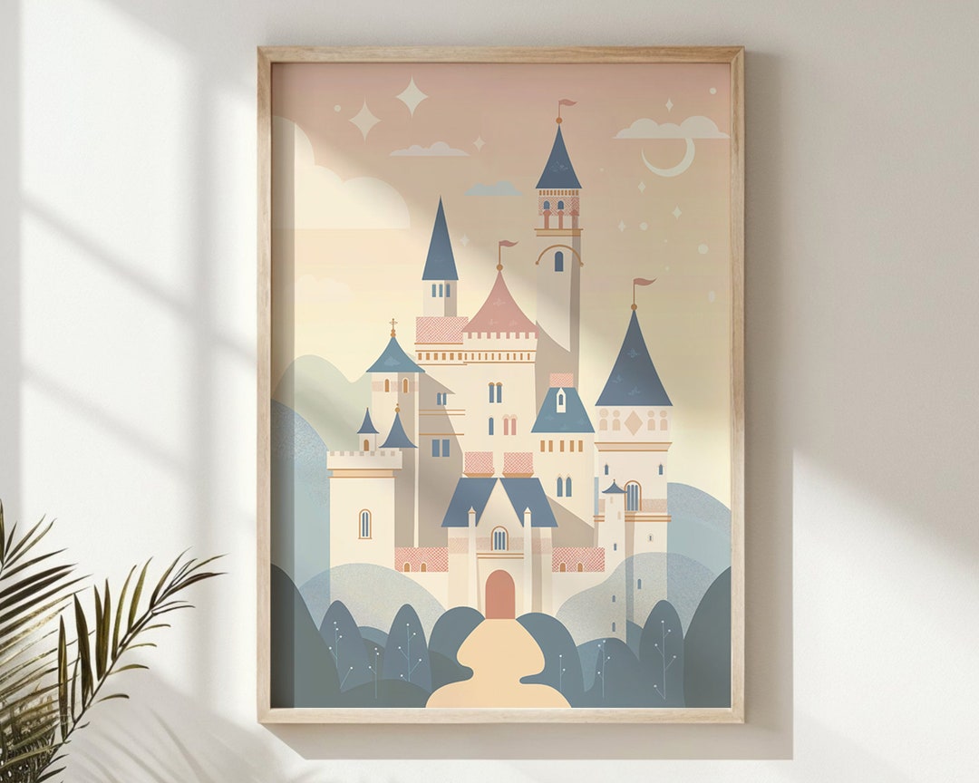 Fairytale Castle Nursery Wall Art, Princess Palace Kids Poster, Fantasy ...