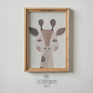 Giraffe Nursery Wall Art Printable, Kids Room Decor, Animal Poster, Neutral Tones Child&#39;s Bedroom Decor, Baby Shower Gift, Digital Download