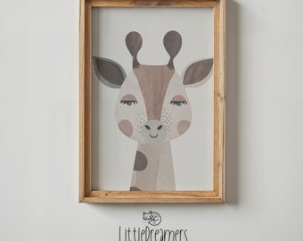Giraffe Nursery Wall Art Printable, Kids Room Decor, Animal Poster, Neutral Tones Child's Bedroom Decor, Baby Shower Gift, Digital Download