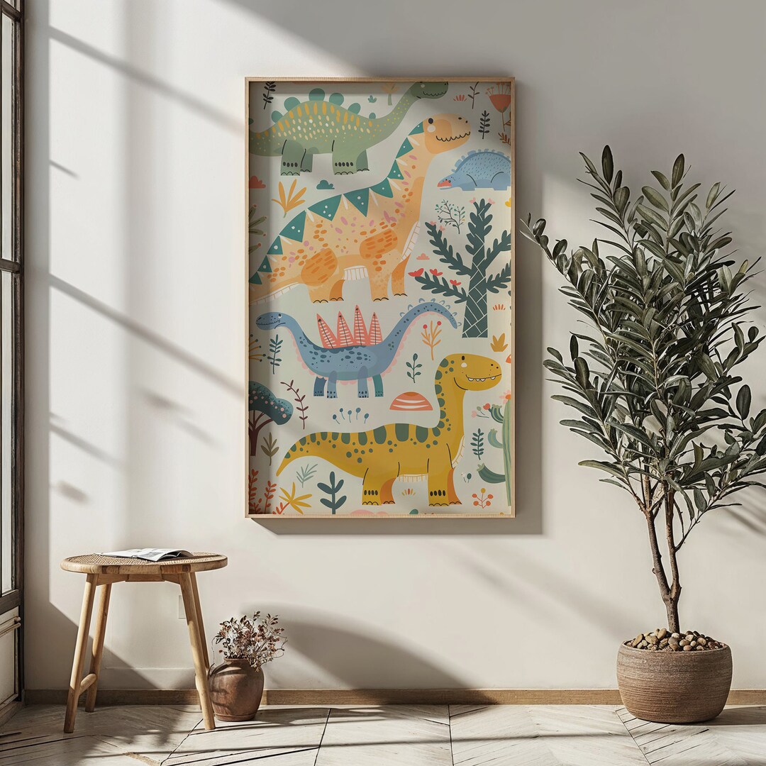 Dinosaur Nursery Wall Art for Kids, Printable Prehistoric Animal ...