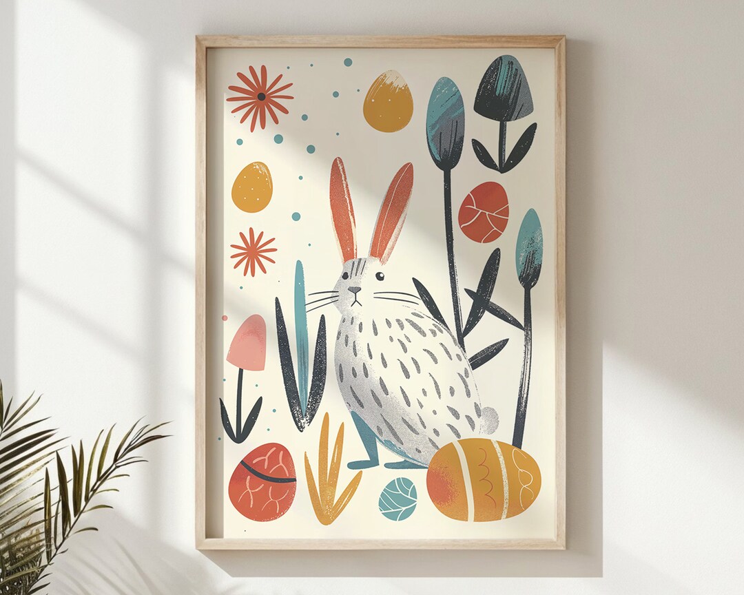 Easter Bunny Printable Art, Spring Nursery Wall Art, Kids Room Decor ...