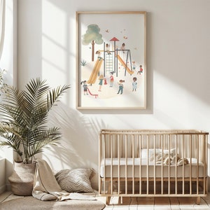 Spielplatz-Spaß zum Ausdrucken, spielende Kinder Illustration, Kinderzimmer-Wandkunst, Kinder-Spielzeit-Poster, digitaler Download, Kleinkindzimmer-Dekor-Geschenk