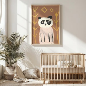 Panda Nursery Wall Art, Kids Room Decor, Playful Panda Poster, Printable Art, Animal Illustration, Child Room Decor, Gift for Kids
