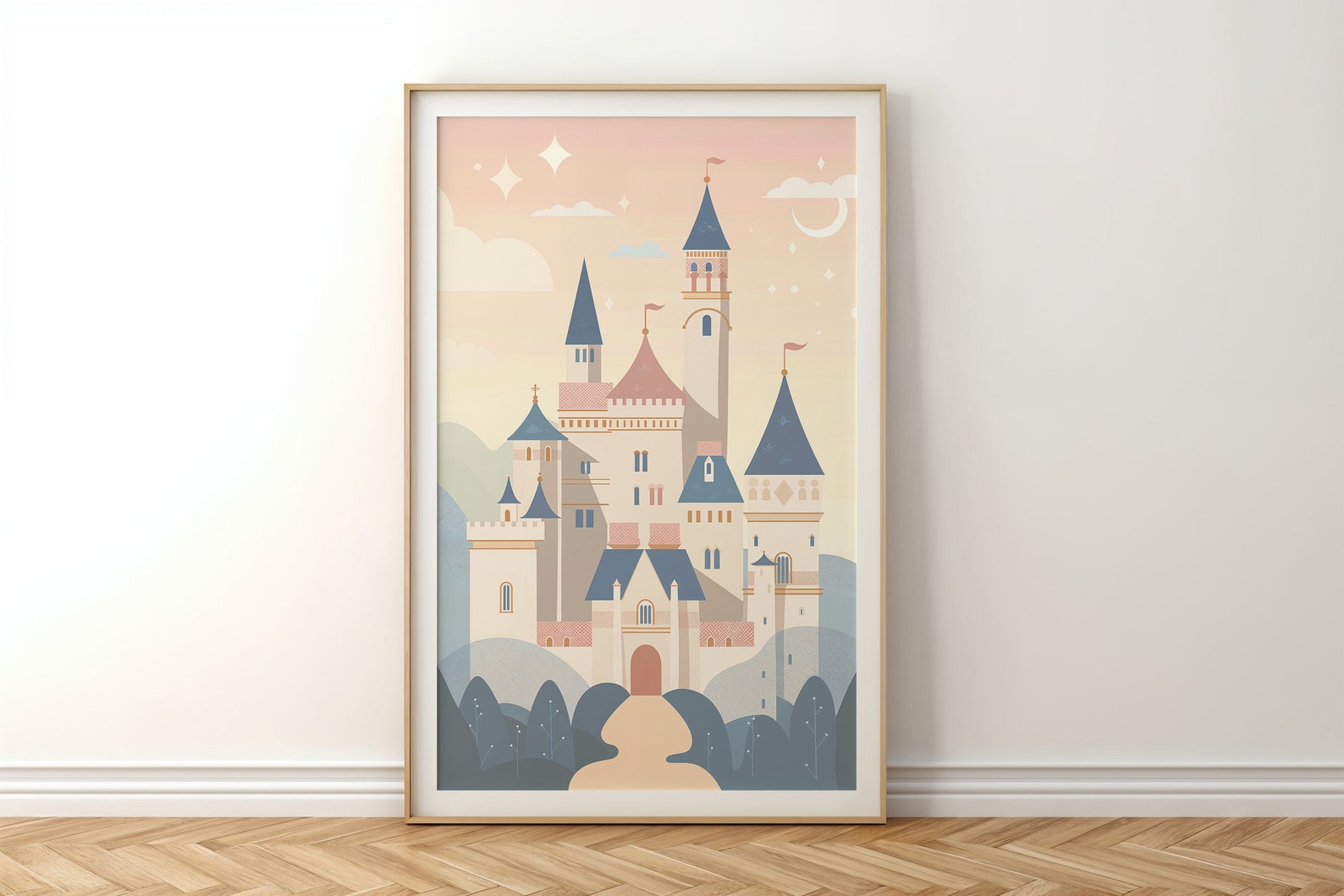Fairytale Castle Nursery Wall Art, Princess Palace Kids Poster, Fantasy ...