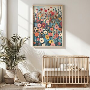 Botanical Nursery Wall Art Print ~ Floral Garden Printable  Kids Room Wildflower Poster Decor  Instant Digital Download  Nature Illustration