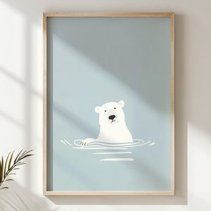 Eisbär-Kinderzimmer-Wand-Kunst-Druck, Kinder Zimmer Dekor, Tier Poster, Druckbare digitaler Download, Arktis Thema, Baby-Dusche-Geschenk, Minimalistisch