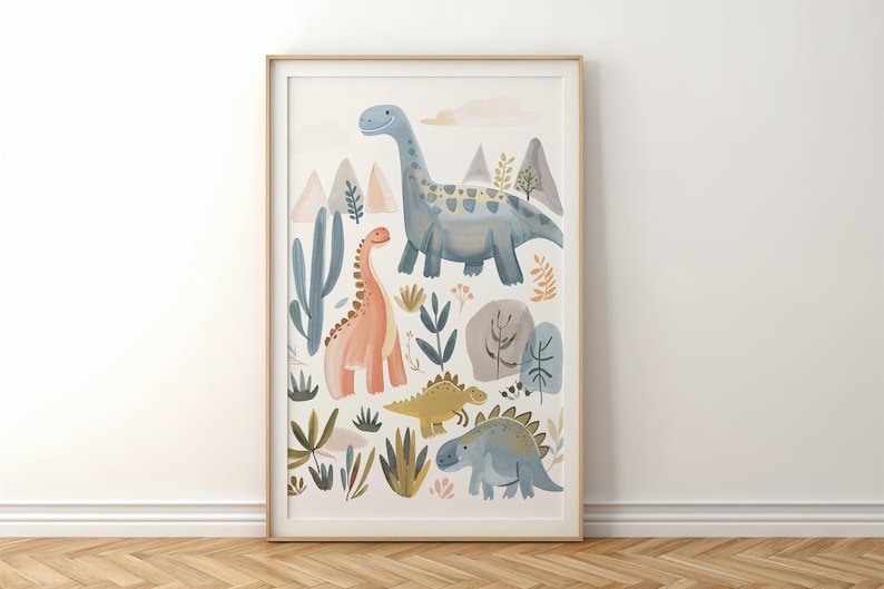 Dinosaur Nursery Wall Art, Kids Room Decor, Playful Dino Posters ...