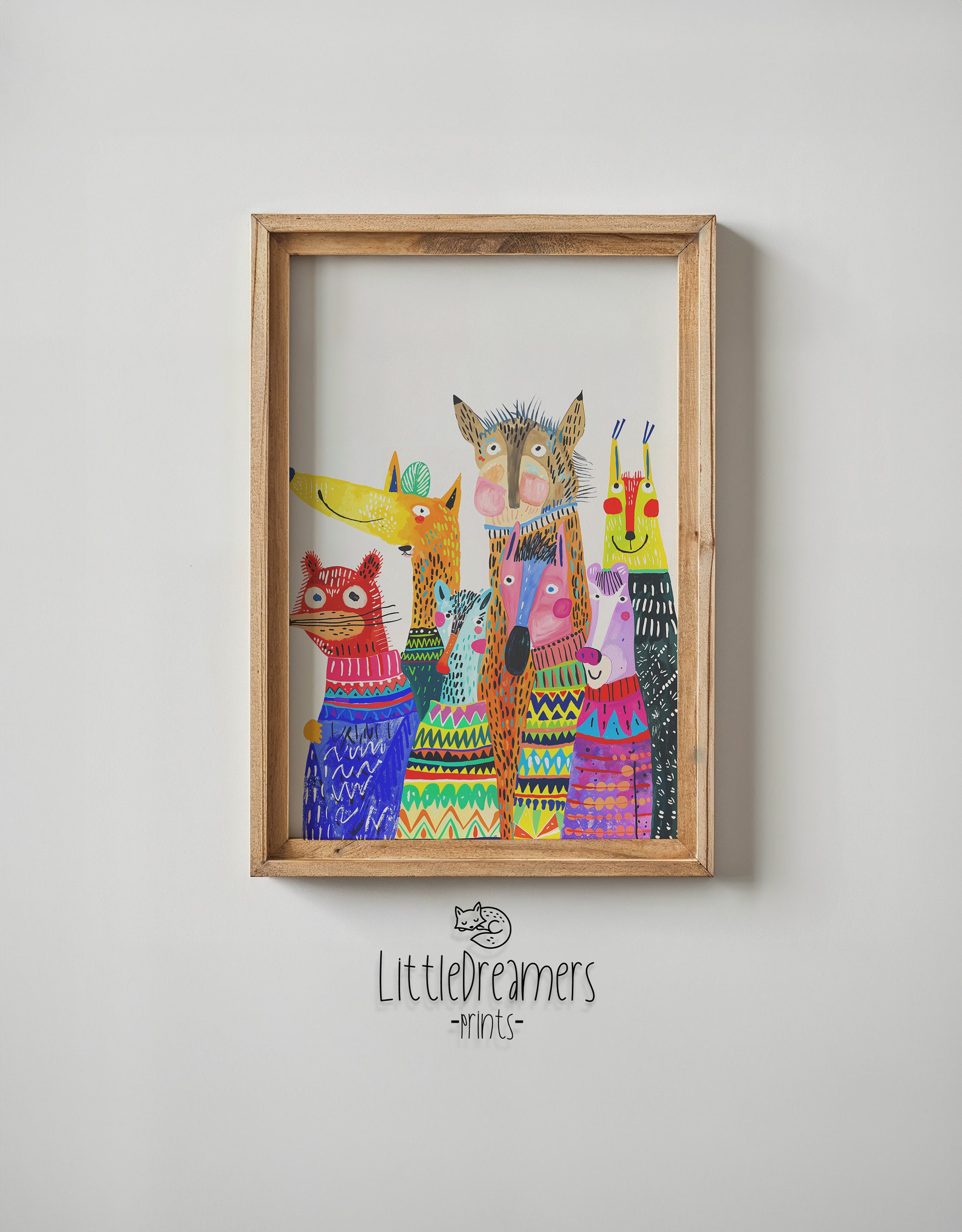 Colorful Animal Friends Nursery Wall Art, Child Room Decor, Kids Posters, Vibrant Printable Art, Safari Theme, Gift for Kids