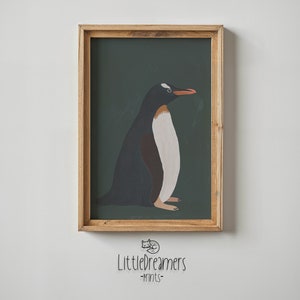 Arte de la pared del vivero de pingüinos, decoración de la habitación de los niños, cartel de animales antárticos, descarga instantánea imprimible, regalo de baby shower, carteles educativos para niños